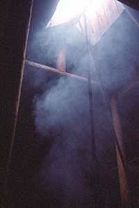 smoky longhouse interior